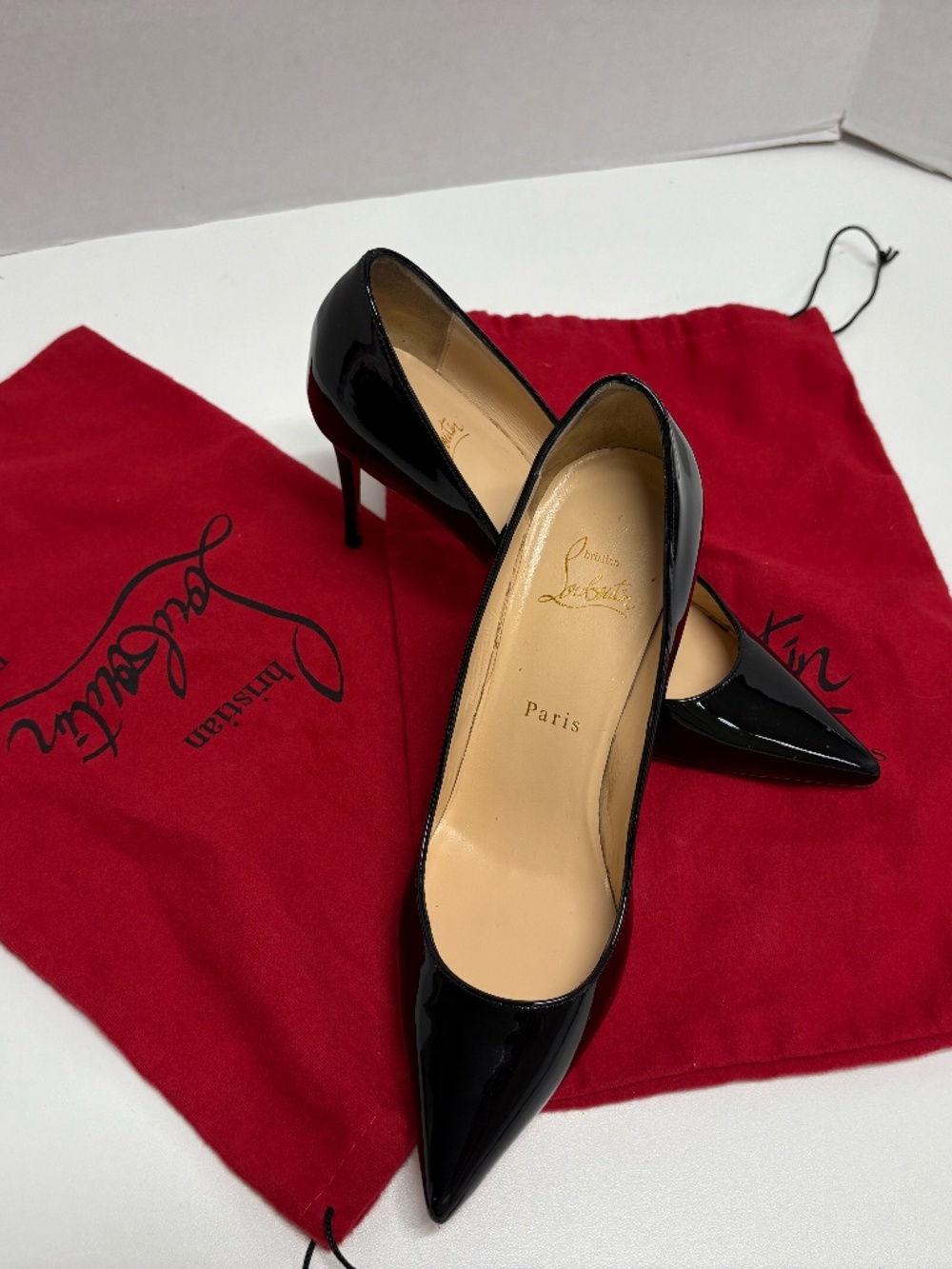 Christian Louboutin "So Kate" Black Calfskin Pumps - Size 38.